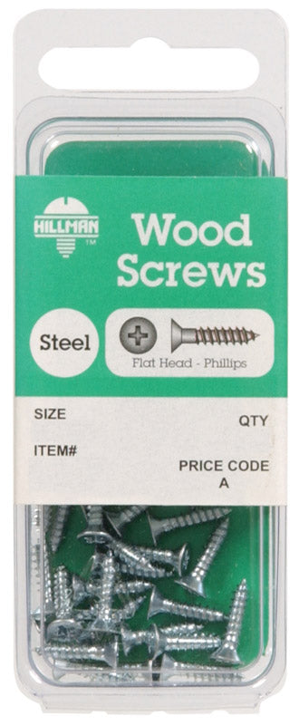 Hillman No. 12 X 1-1/4 in. L Phillips Zinc-Plated Wood Screws 8 pk
