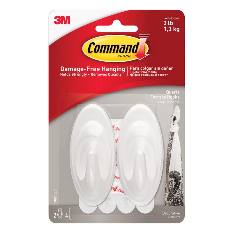 3M Command Medium Plastic Hook 3.25 in. L 2 pk