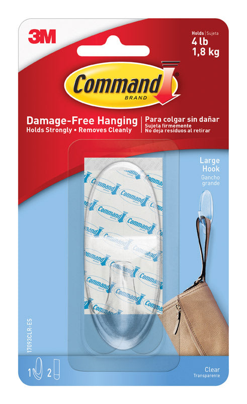 3M Command Large Plastic Hook 3.375 in. L 1 pk