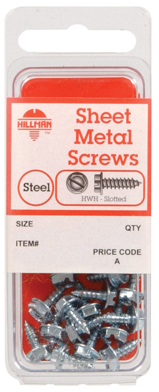 Hillman No. 8 X 1/2 in. L Slotted Hex Washer Head Sheet Metal Screws 15 pk