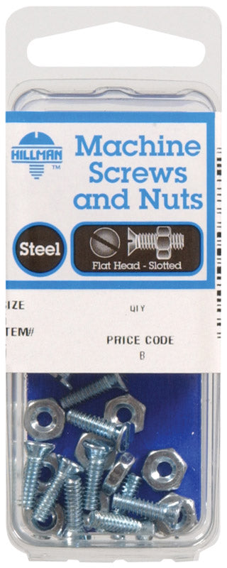 Hillman No. 8-32 X 1 in. L Slotted Flat Head Zinc-Plated Steel Machine Screws 10 pk