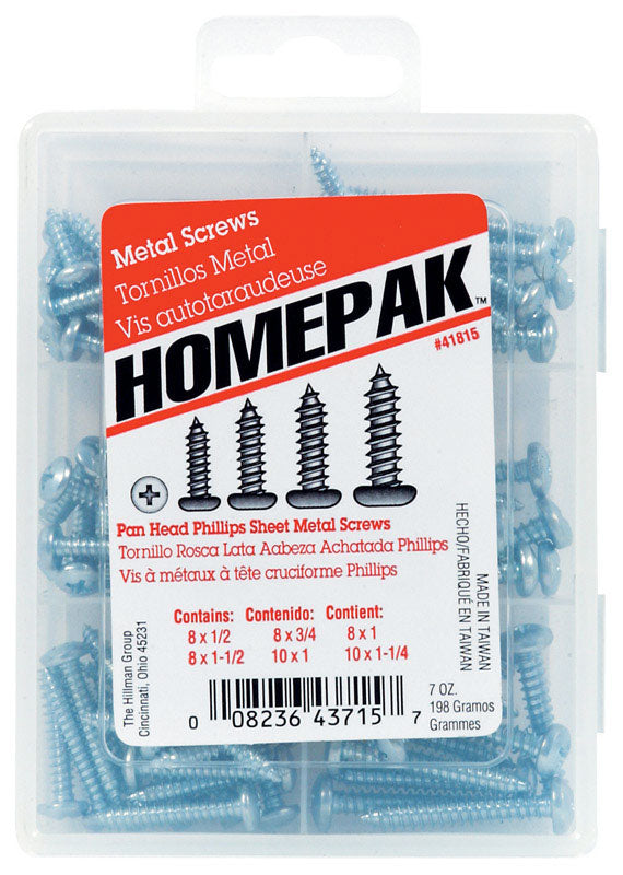 Hillman Homepak No. 14 Phillips Pan Head Sheet Metal Screw Assortment 1 pk