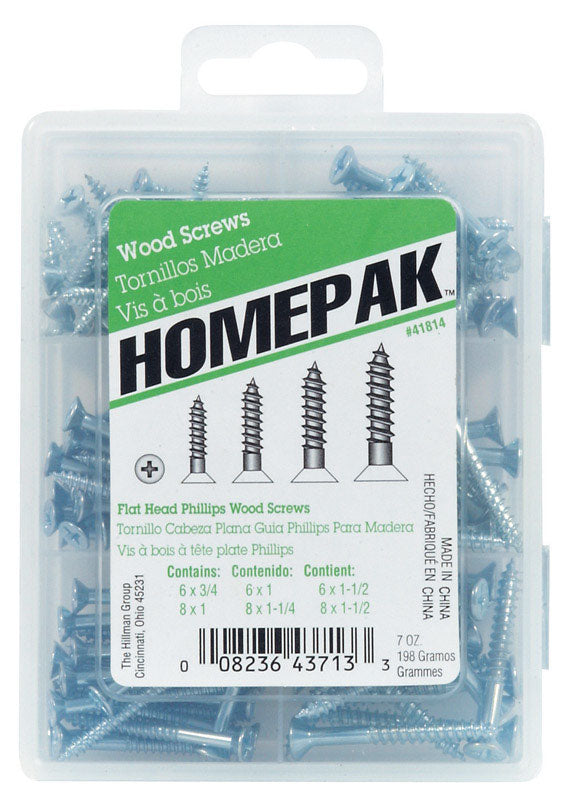 Hillman Homepak Assorted X Various in. L Phillips Zinc-Plated Wood Screw Assortment