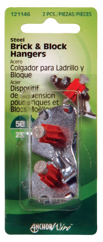 Hillman AnchorWire Steel-Plated Brick Picture Hanger 50 lb 2 pk