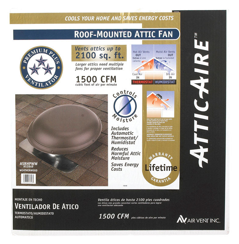 Air Vent 26.2 in. H X 25.5 in. W X 9 in. L X 14 in. D Brown Steel Power Roof Ventilator