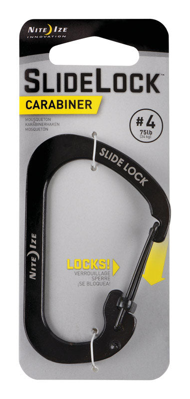 Nite Ize SlideLock 3.1 in. D Stainless Steel Black Carabiner Key Holder