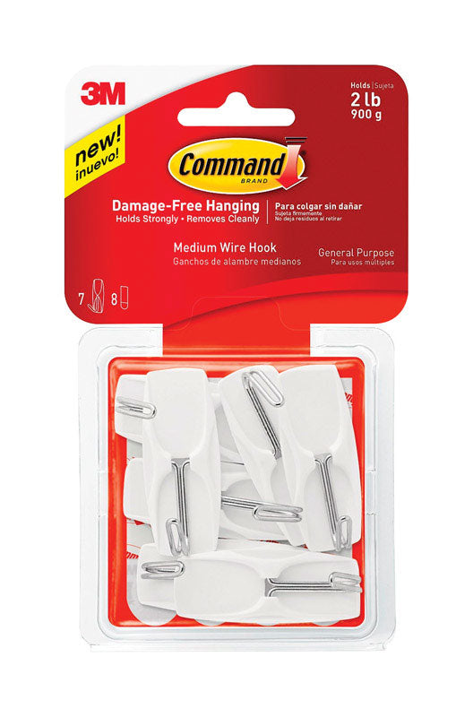 3M Command Medium Plastic Wire Hooks 2-1/6 in. L 7 pk