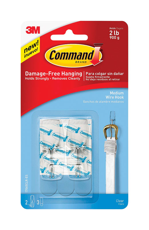3M Command Medium Plastic Wire Hooks 2.17 in. L 2 pk