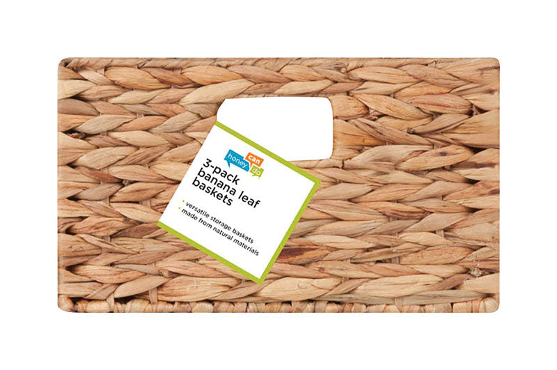 Honey-Can-Do Banana Leaf 12 in. L X 12 in. W X 7 in. H Brown/Natural Storage Basket Set