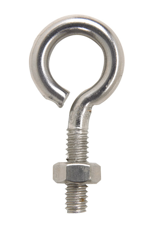 Hampton 1/4 in. X 2 in. L Stainless Stainless Steel Eyebolt with Nut Nut Included