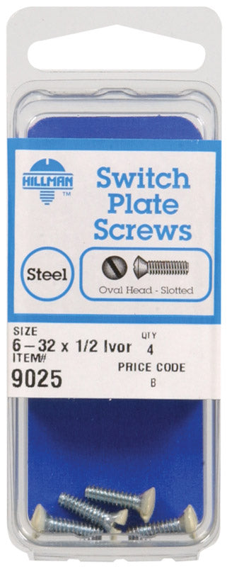 Hillman No. 6-32 X 1/2 in. L Slotted Oval Head Steel Machine Screws 4 pk