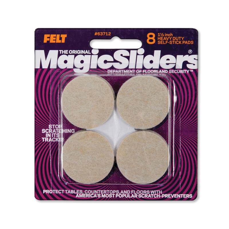 Magic Sliders Felt Self Adhesive Protective Pads Oatmeal Round 1-1/2 in. W X 1-1/2 in. L 8 pk