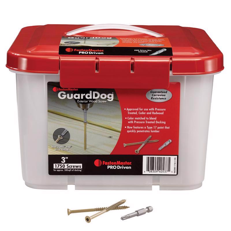 FastenMaster GuardDog No. 10 X 3 in. L Gold Phillips/Square Bugle Head Deck Screws 1750 pk