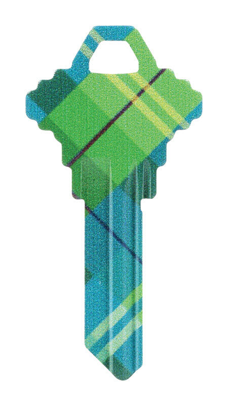 Hillman Wackey Plaid House/Office Universal Key Blank Single