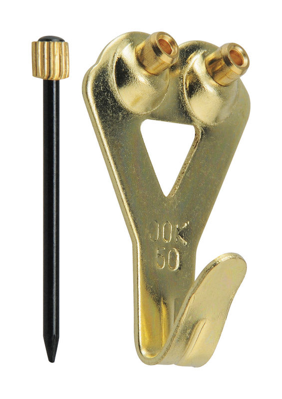 Hillman OOK Brass-Plated Blue Picture Hanger 50 lb 2 pk