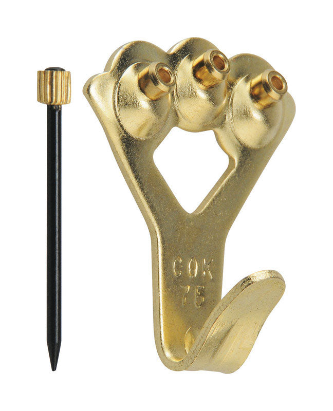 Hillman OOK Brass-Plated Blue Picture Hanger 75 lb 1 pk