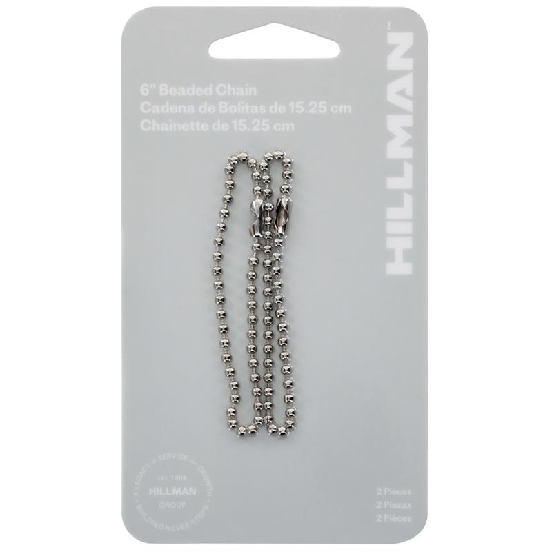 HILLMAN 6 in. D Metal Silver Ball Chain