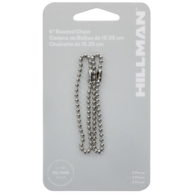 HILLMAN 6 in. D Metal Silver Ball Chain