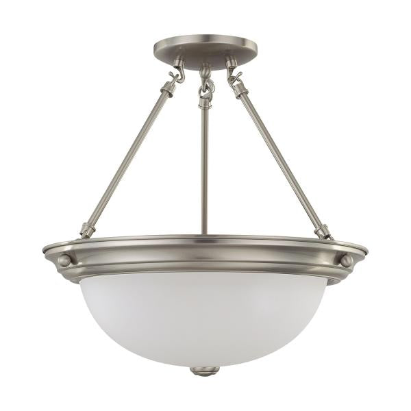 3 Light - 15 in. - Semi-Flush with Frosted White Glass