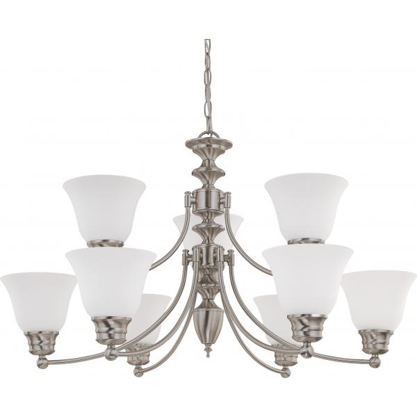 Empire - 9 Light - 32 in. - Chandelier with Frosted White Glass