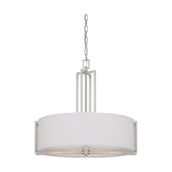 Gemini - 4 Light - Pendant with Slate Gray Fabric Shade