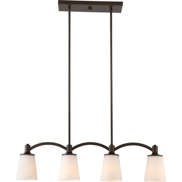 Laguna - 4 Light - Island Pendant - Forest Bronze with White Glass