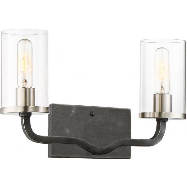 Sherwood - 2 Light - Vanity - 16 in. - Iron Black with Brushed Nickel Accents
