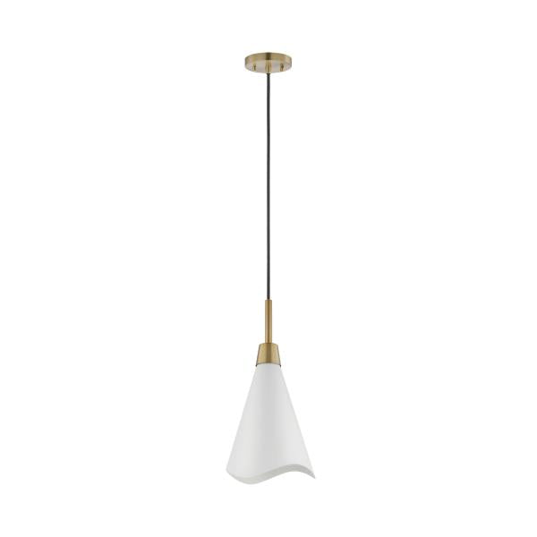 Tango - 1 Light - Small Pendant - Matte White with Burnished Brass