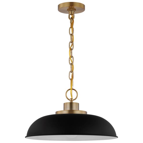 Colony - 1 Light - Small Pendant - Matte Black with Burnished Brass