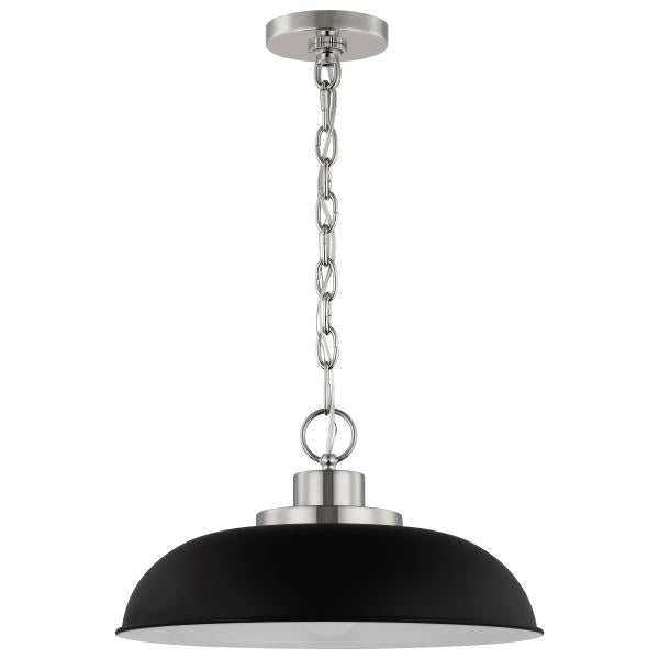 Colony - 1 Light - Small Pendant - Matte Black with Polished Nickel