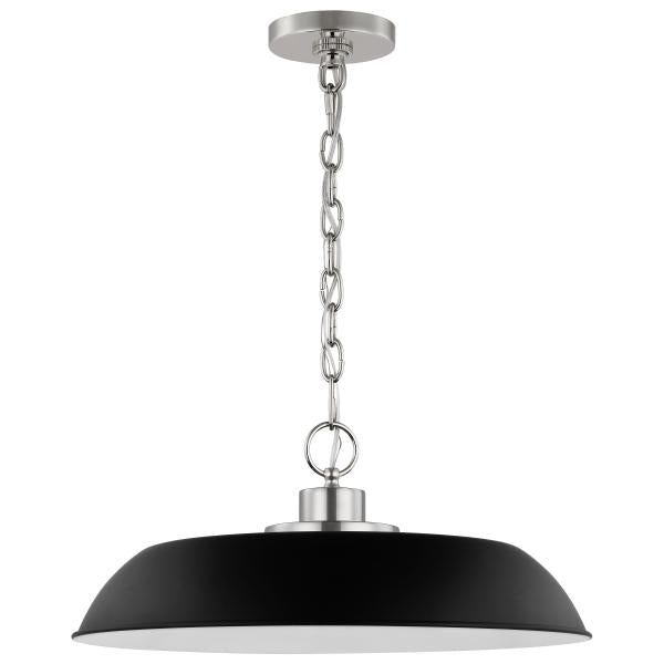 Colony - 1 Light - Medium Pendant - Matte Black with Polished Nickel