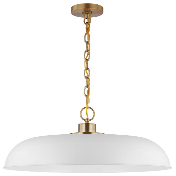 Colony - 1 Light - Large Pendant - Matte White with Burnished Brass