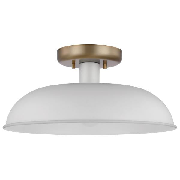 Colony - 1 Light - Small Semi-Flush Mount Fixture - Matte White with Burnished Brass