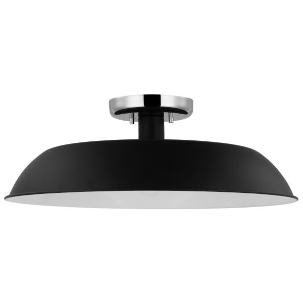Colony - 1 Light - Medium Semi-Flush Mount Fixture - Matte Black with Polished Nickel