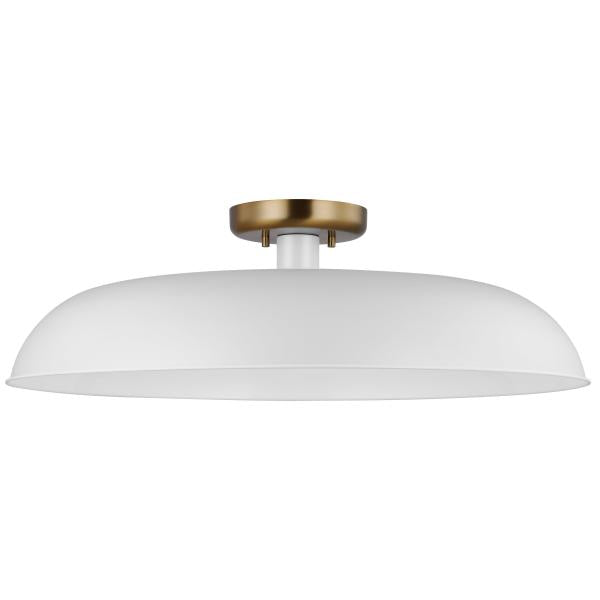 Colony - 1 Light - Large Semi-Flush Mount Fixture - Matte White with Burnished Brass