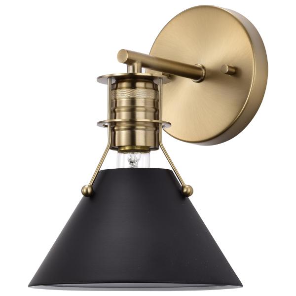 Outpost - 1 Light - Wall Sconce - Matte Black with Burnished Brass