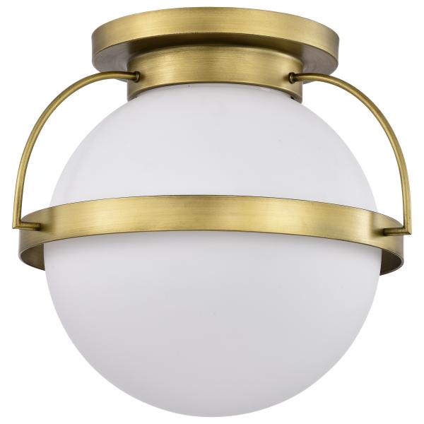 Lakeshore 1 Light Large Flush - Natural Brass Finish - White Opal Glass