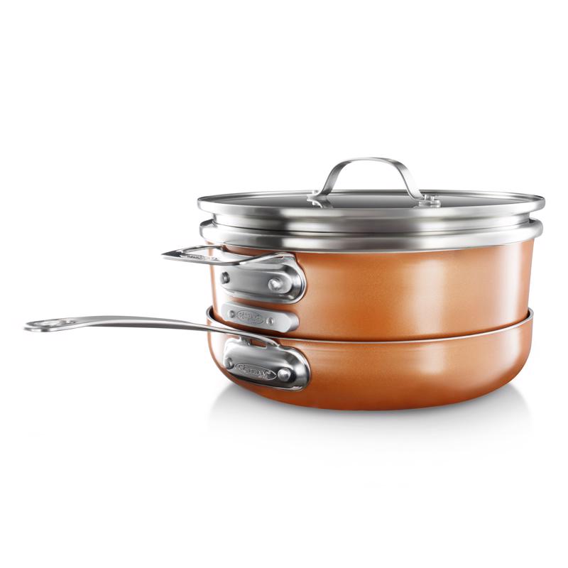 Gotham Steel Stackmaster Aluminum Fry Pan Set Copper