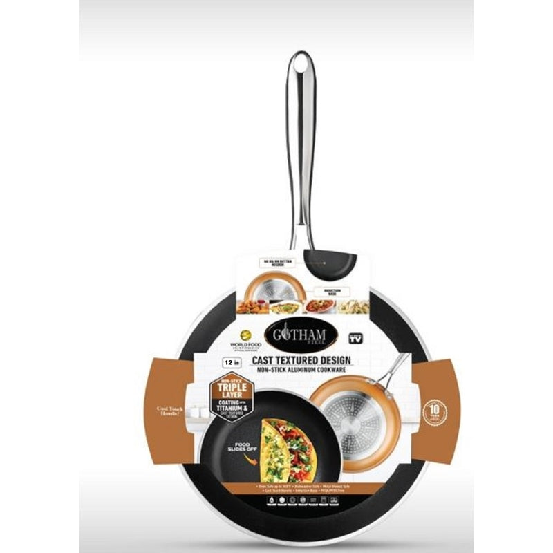 Gotham Steel Copper Cast Ceramic/Titanium Fry Pan 12 in. Black/Orange