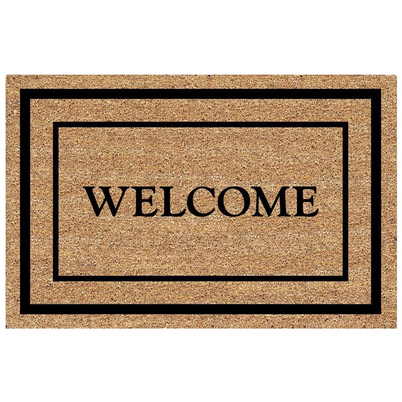 DeCoir 30 in. W X 18 in. L Tan/Black Classic Welcome Border Entrance Mat