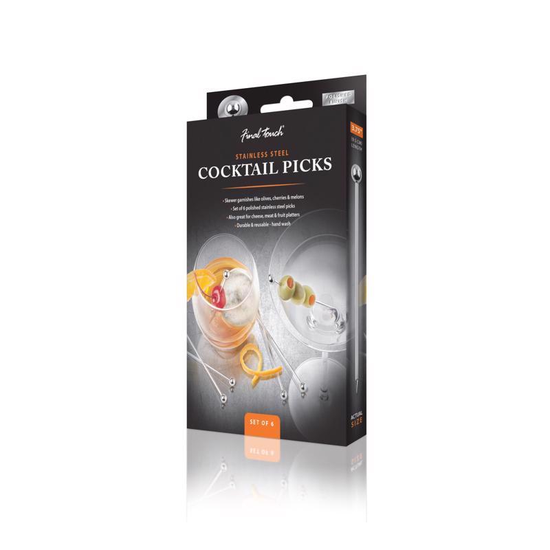 Final Touch Silver Stainless Steel Cocktail Picks