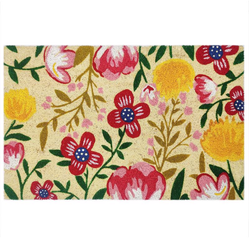 First Concept 18 in. W X 30 in. L Multicolored Flowers Coir Door Mat