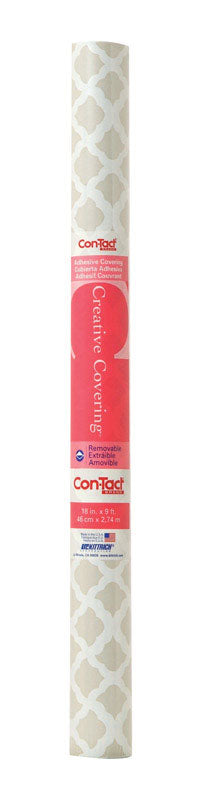 Con-Tact Creative Covering 9 ft. L X 18 in. W Talisman Taupe Geometric Shelf Liner