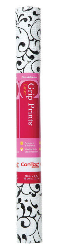 Con-Tact Grip Prints 4 ft. L X 18 in. W Virtu Black Non-Adhesive Shelf Liner