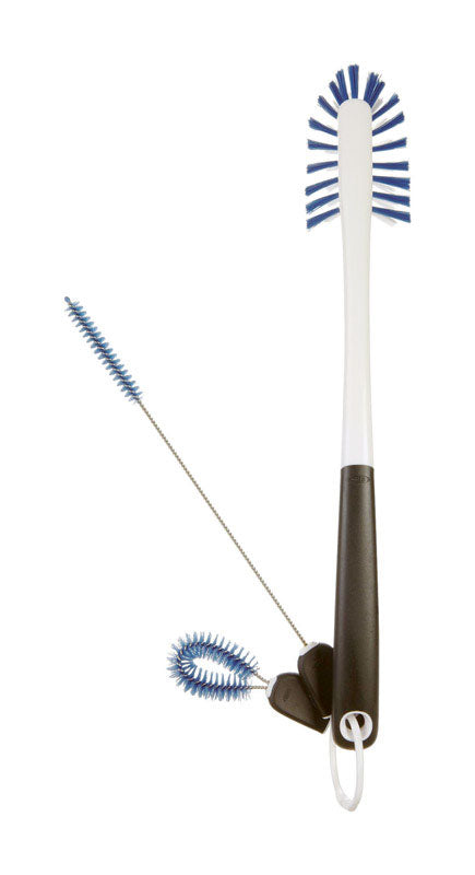 OXO Good Grips Medium Bristle 14 in. Plastic/Rubber Handle Bottle and Straw Brush Set