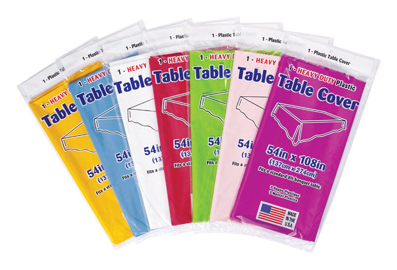 Diamond Visions Assorted Plastic Disposable Tablecloth 54 in. L X 108 in. W