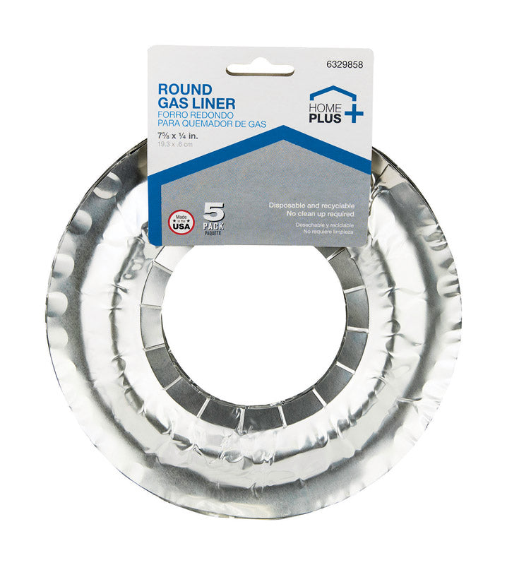 Home Plus Durable Foil 7 5/8 in. Gas Burner Liner Silver 5 pk