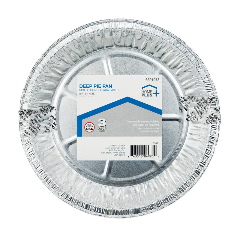 Home Plus Durable Foil 8-1/4 in. W X 8-1/4 in. L Deep Pie Dish Silver 3 pk