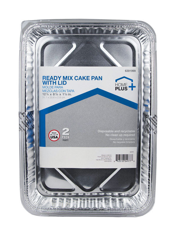 Home Plus Durable Foil 8-1/8 in. W X 12-1/4 in. L Cake Pan Silver 2 pk