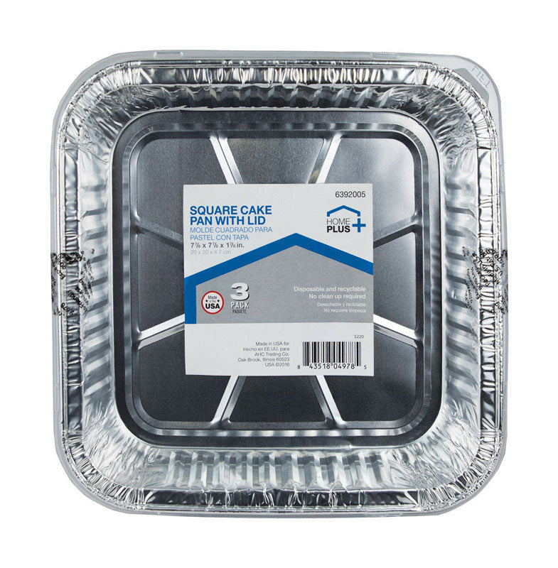 Home Plus Durable Foil 7-7/8 in. W X 7-7/8 in. L Cake Pan Silver 3 pk
